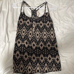 Chic Black and Tan Patterned Tank Top
